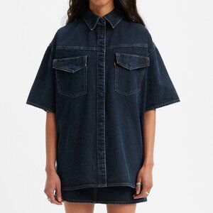 Levi’s Wellthread Rosewood Oversize Denim Shirt Unisex Womens Small S Dark NWT